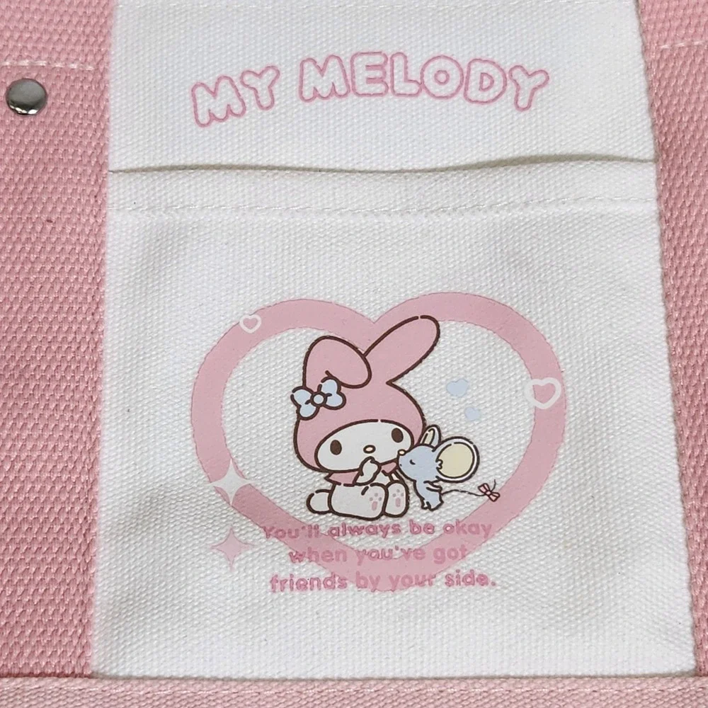Sanrio x Miniso My Melody Pink White Canvas Tote Bag Small Handbag Cute Graphic
